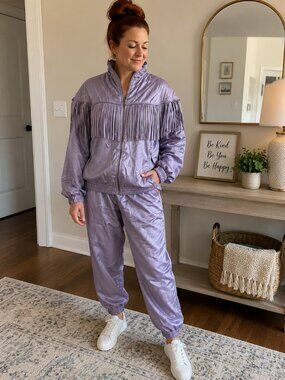 Bold Spirit 90’s 100% Silk Baggy Zip Cuff Sweatpants. Size Medium
